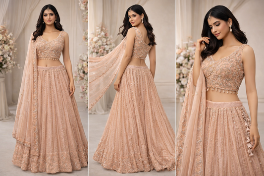 Blush golden handwork Lehenga Set